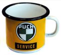 Emaille Becher: PUCH Service, gelb
