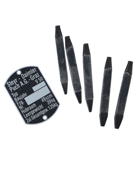 Fahrgestellnummer einstanzen für Puch Typenschild