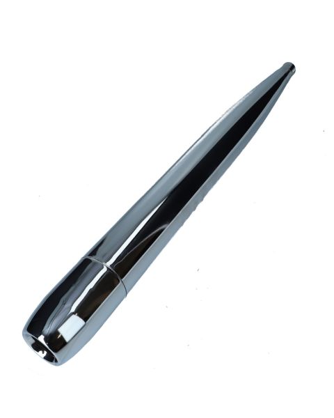Reso-Auspuff; Zigarre; Ø 28 mm; Ø 70 mm; Chrom; swiing ingenious; Resonanzauspuff; klassisch; Mofa; Moped; Tuning; Endtopf; Auspuffanlage; Stahl; verchromt; Gegenkonus; Leistung; Klang; Auspuffkrümmer; Flammenrohr; Zubehör; Montage; historische Mopeds; Re