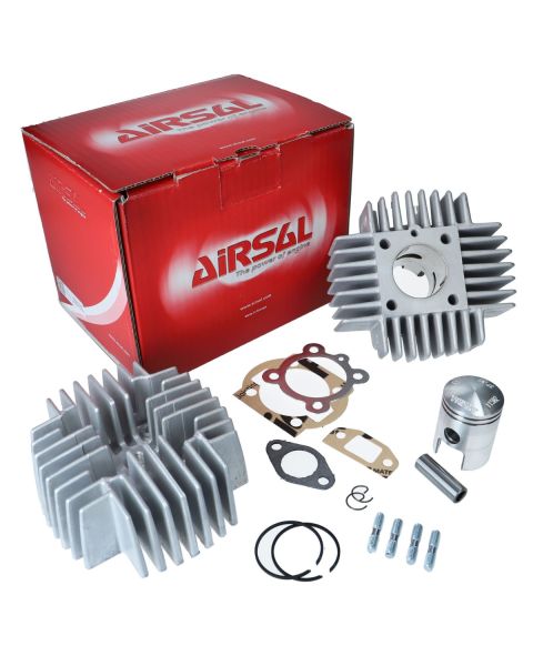 Airsal; 50 ccm; Zylinderkit; T6; NM; schnell; mit Zylinderkopf; Puch; Maxi; X30; E50; Z50; Mofa; Moped; Aluminium; 38 mm; Bohrung; Tuning; Ersatzteil; Kolben; Kolbenringe; Dichtungen; Komplettset; thermisch optimiert; verbesserte Kühlung; sportlicher; lan