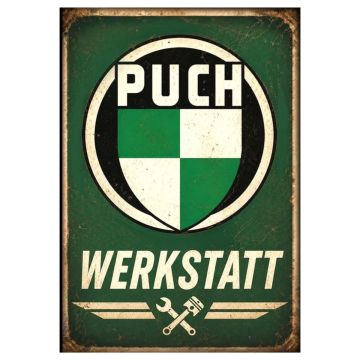 Puch; Werkstatt; Kühlschrankmagnet; Magnet; Kühlschrank; Vollmagnet; Johann; Museum; Retro; Vintage; Nostalgie; Dekoration; Geschenk; Geschenkidee; Sammlerstück; Souvenir; Motorrad; Moped; Oldtimer; Österreich Deco50.at