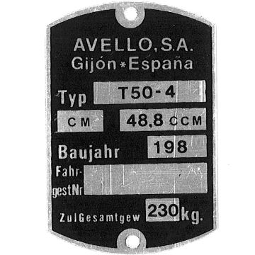 Typenschild Puch Cobra 4 - T