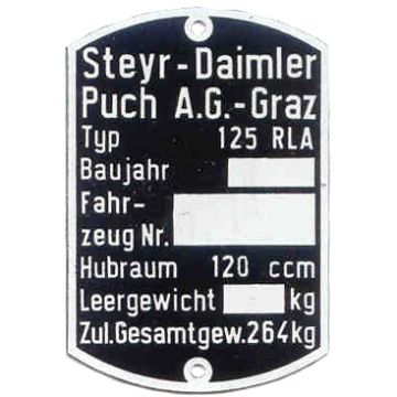Typenschild RLA 125