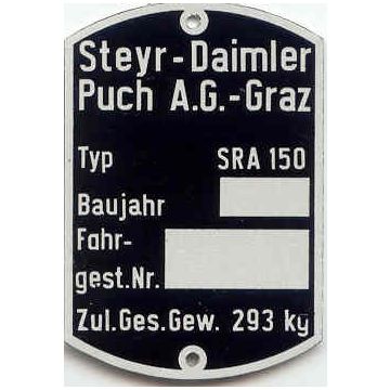 Typenschild SRA 150