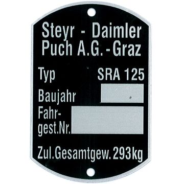 Typenschild SRA 125