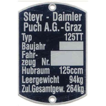 Typenschild 125TT