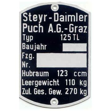 Typenschild 125 TL