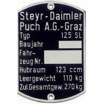 Typenschild 125 SL