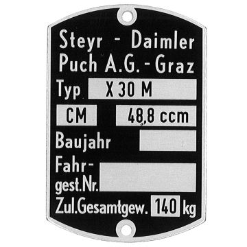 Typenschild Puch Minimaxi