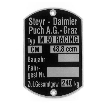Typenschild M50 Racing