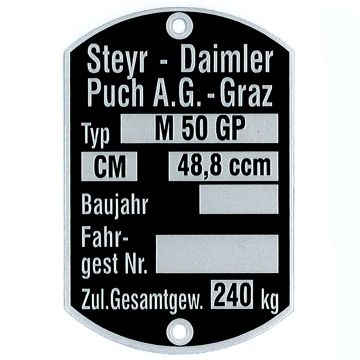 Typenschild M50 GP