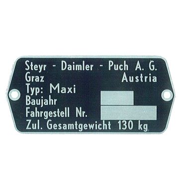 Typenschild Maxi
