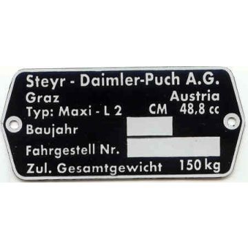 Typenschild Maxi L2 (auch S2)