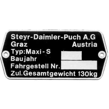 Typenschild PUCH Maxi-S