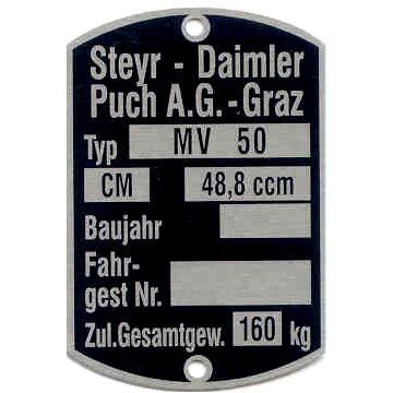 Typenschild MV 50
