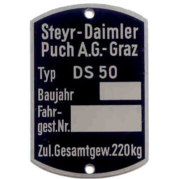 Typenschild PUCH DS 50