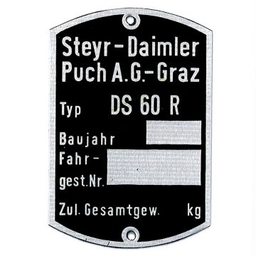 Typenschild PUCH DS60R