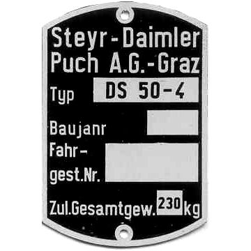 Typenschild PUCH DS 50-4