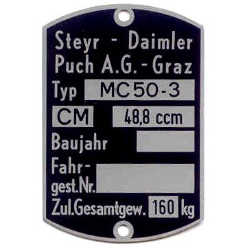 Typenschild Pionier (MC50-3)