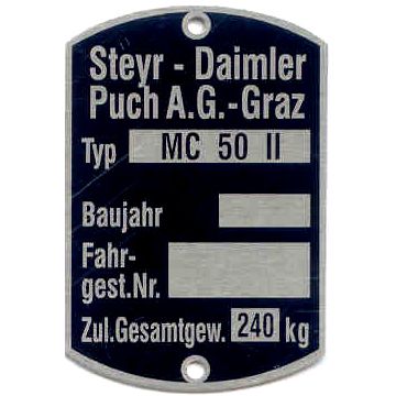 Typenschild MC 50-II