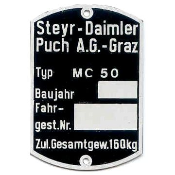 Typenschild MC 50