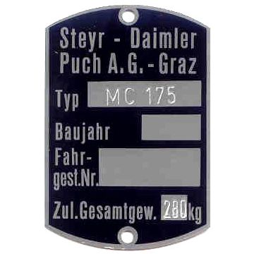 Typenschild MC 175