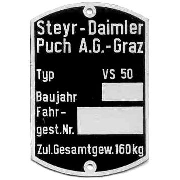Typenschild PUCH VS 50