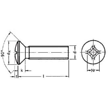 Linsensenkkopfschraube M6x45 DIN966
