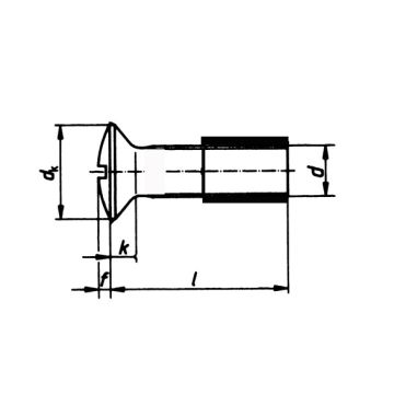 Linsensenkkopfschraube M6x45 DIN964  abgesetzt