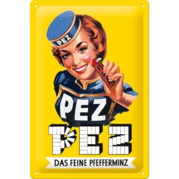 Blechschild "PEZ – DAS FEINE PFEFFERMINZ"