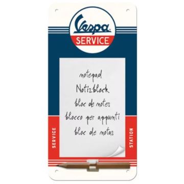 Blechschild mit Notizblock "VESPA Service"