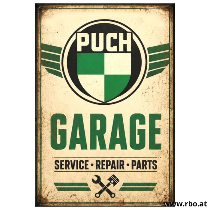 Puch; Werkstatt; Kühlschrankmagnet; Magnet; Kühlschrank; Vollmagnet; Johann; Museum; Retro; Vintage; Nostalgie; Dekoration; Geschenk; Geschenkidee; Sammlerstück; Souvenir; Motorrad; Moped; Oldtimer; Österreich Deco50.at