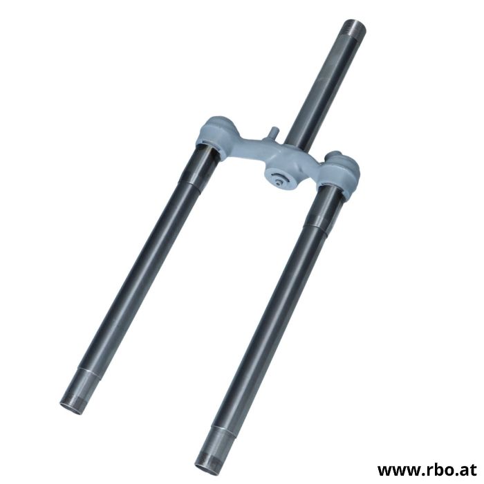 Vordergabel; Neuproduktion; Puch MS 50; Puch MS 50L; Puch MS 50V; Holmdurchmesser 22 mm; Verkleidungsrohre 050.3037; 120 mm; Vordergabelschloss 330.1.20.052.9; Gabel; Ersatzteil; Restauration; Mopeds; Mofa; Moped; Classic; Retro; Gabelrohre; Zweirad; Anba
